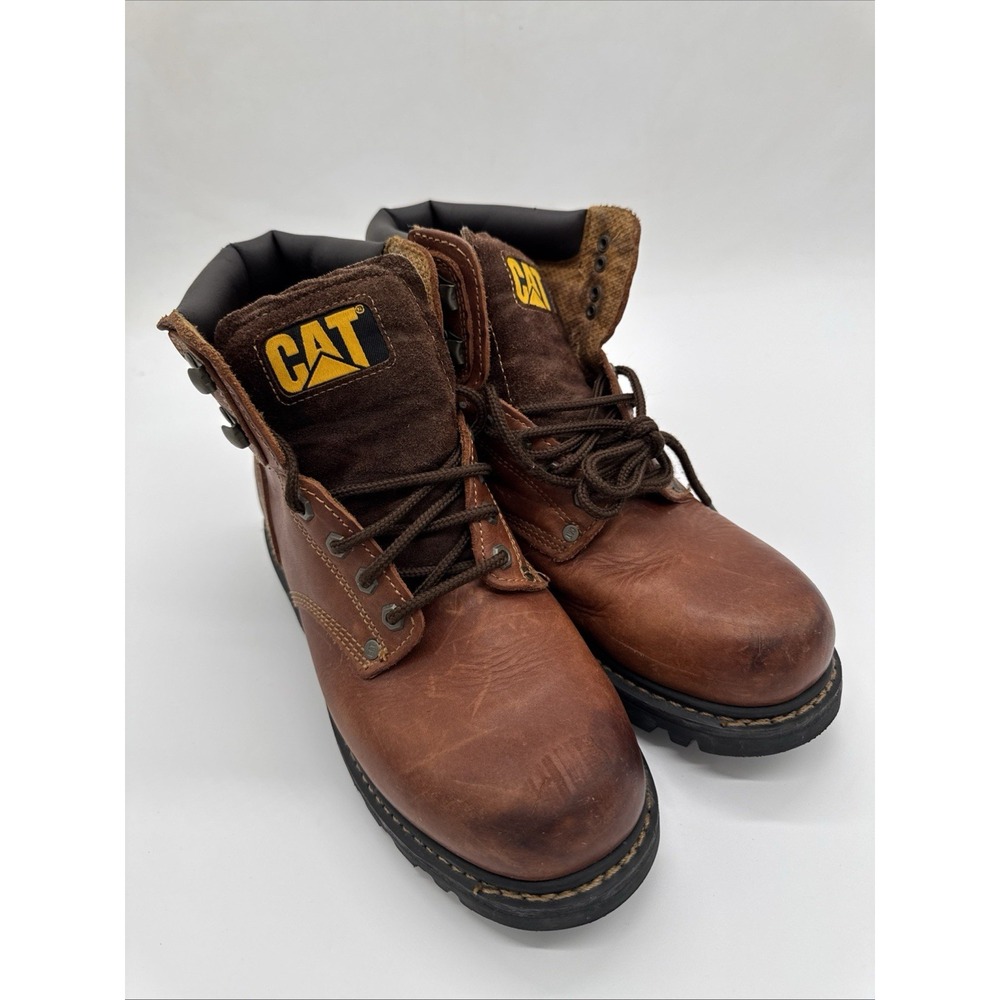 CAT Caterpillar Second Shift P72365 Work Boots Men 10.5 M Brown Leather Soft Toe